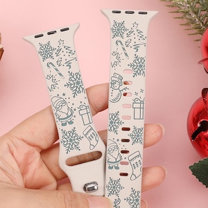 Custom Christmas Engraved Silicone Apple Watch Band