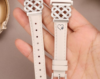 Elegant Leather Watch Band for Women - Compatible with Samsung Galaxy Watch 7 6 5 4 FE, Galaxy Watch 5 Pro & 6 Classic, Moto 360, 20mm