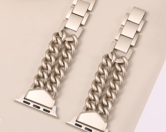 Cowboy Chain Apple Watch Band: Adjustable Stainless Steel Bracelet