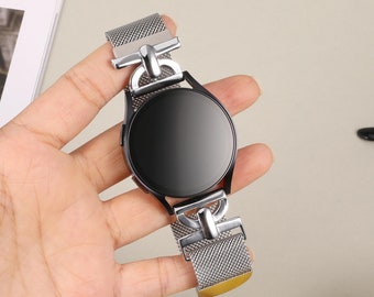 Magnetic Loop Strap for Samsung Galaxy Watch 7/6/5/4/Active 2 40mm 44mm/Watch 5 Pro 45mm Women, 20mm Stainless Steel Custom Metal Watch Band