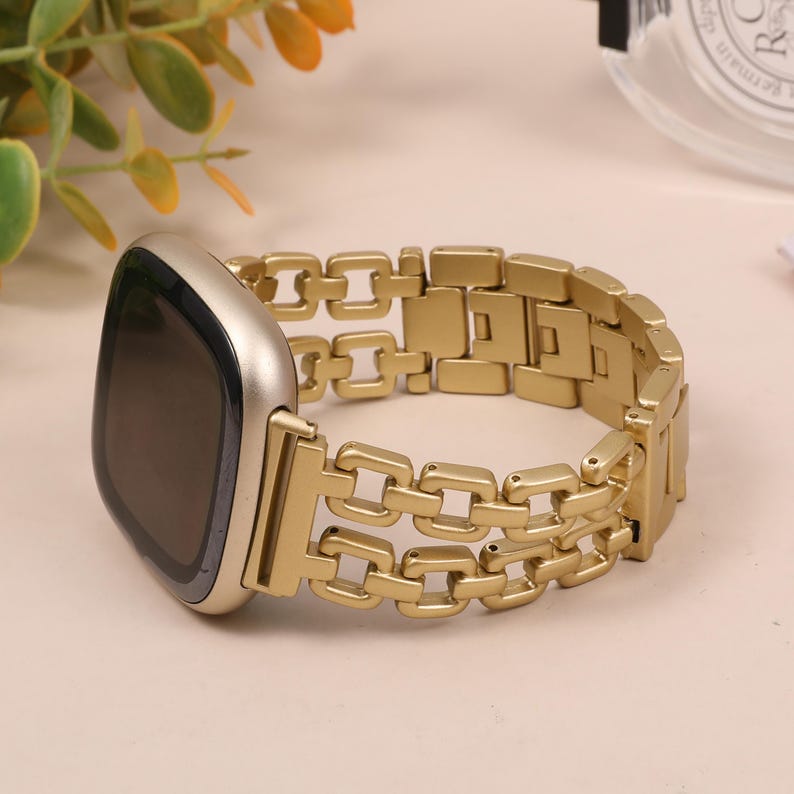 polished metal Fitbit Sense stylish strap