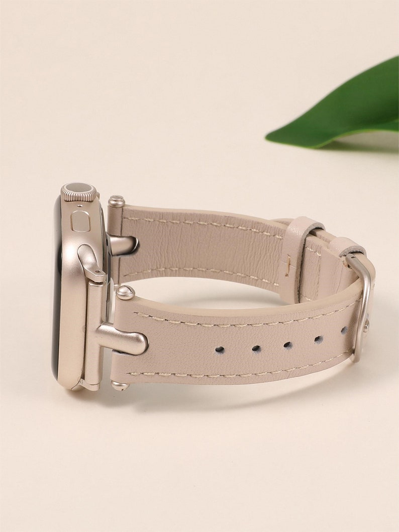 Leather Band for Apple Watch Band Women 38mm 40mm 41mm 42mm 44mm 45mm 49mm with Metal Buckle for iWatch Bands Ultra SE Series 9 8 7 6 5 4 3 image 5