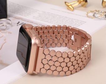 Hexagon Apple Watch Band: Adjustable Metal Bracelet for iWatch