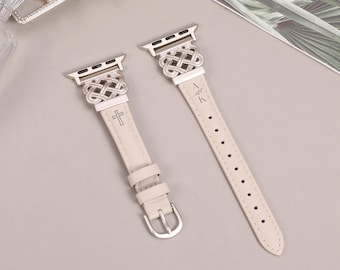Slim Leather Apple Watch Band: Celtic Knot Design for iWatch
