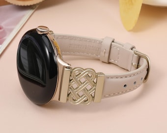 Slim Leather Band for Google Pixel Watch Band, Google Pixel Watch 2/Pixel Watch 3/4(41mm)  Band | Celtic Knot Style | Adjustable Custom Gift