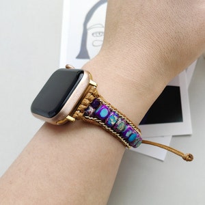 Boho Bracelet for Apple Watch Band 38mm 40mm 41mm 42mm 44/45mm 49mm Women, Energy Natural Stone Strap for iWatch Series 9 8 7 6 5-1SE Ultra