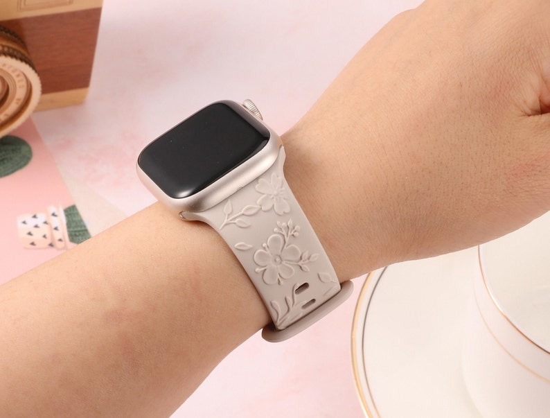 Floral Engraved apple watch band