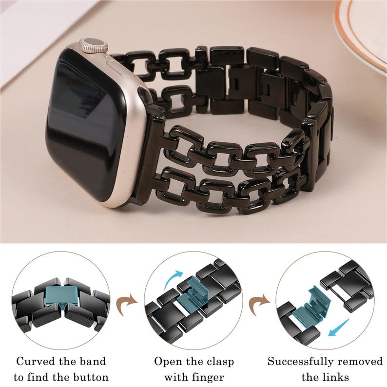Cubic Link Apple Watch Band: Stainless Steel iWatch Bracelet for iWatch Ultra 2/Series 11/10/9/8/7/SE/6-1 image 10