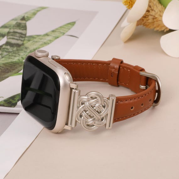 Celtic Knot Leather Apple Watch Band: Elegant iWatch Strap Ultra 2/Series 10/9/8/7/SE/6-1
