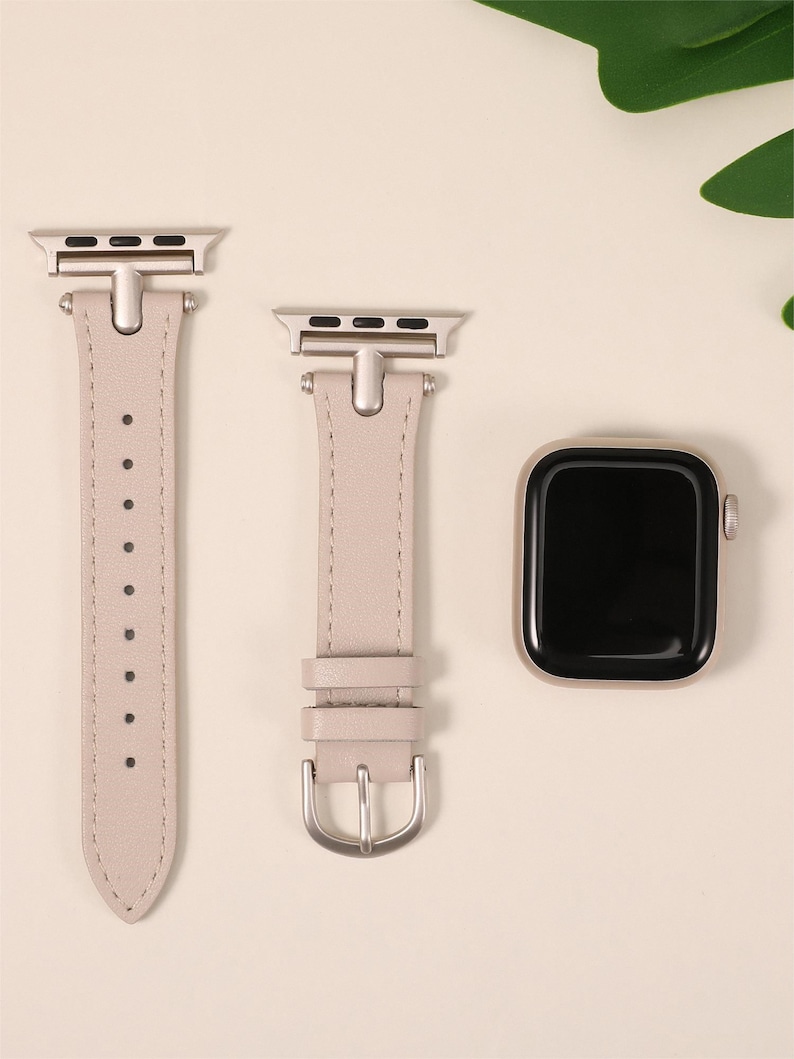 Leather Band for Apple Watch Band Women 38mm 40mm 41mm 42mm 44mm 45mm 49mm with Metal Buckle for iWatch Bands Ultra SE Series 9 8 7 6 5 4 3 image 6