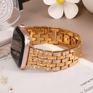Sparkly Rhinestone Apple Watch Band: Stainless Steel Jewelry Bracelet