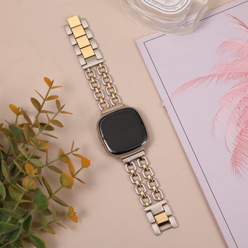 two-tone silver gold Fitbit Sense 2 bracelet