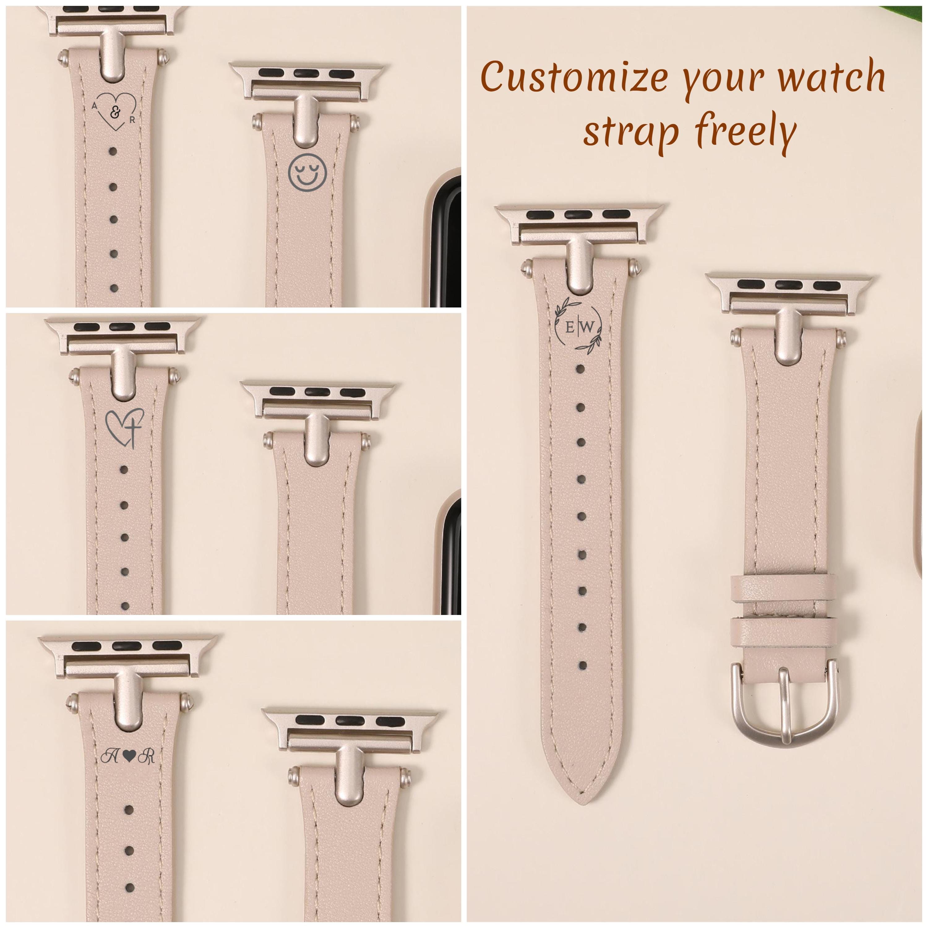 Leather Band for Apple Watch Band Women 38mm 40mm 41mm 42mm 44mm 45mm 49mm with Metal Buckle for iWatch Bands Ultra SE Series 9 8 7 6 5 4 3