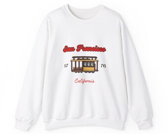 Vintage San Francisco Cable Car Sweatshirt, Bay Area, California Cozy Crewneck, Gift for Tourists, Unisex Apparel, Casual Style, Gift Ideas