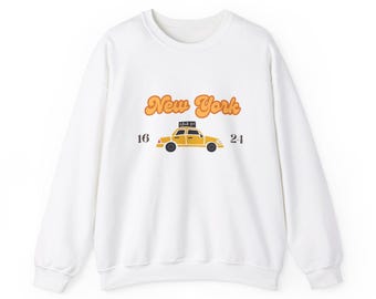 Vintage New York Taxi Unisex Crewneck Sweatshirt, Cozy Apparel, City Lover Gift, Travel Souvenir, City Theme, Gift Ideas for Her or Him