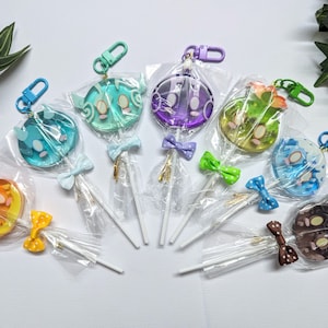 Genshin Slime Lolipop Keychains | Anemo, Geo, Electro, Hydro, Pyro, Dendro, Cryo | Epoxy Acrylic Charms
