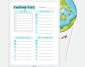 Editable Travel Packing List Template I Holiday I Vacation I - Etsy