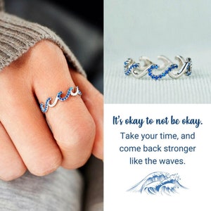 Come Back Stronger Wave Ring Band, A Self-Reminder Ring, Inspirational Ring Women, Birthday Gift from Mom, Best Friend Gift, Christmas Gift