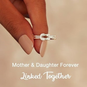 Mother & Daughter Forever Linked Together Infinity Knot Ring, Sterling Silver Ring, Wedding Gift, Birthday Gift from Mom, Mother's Day Gift