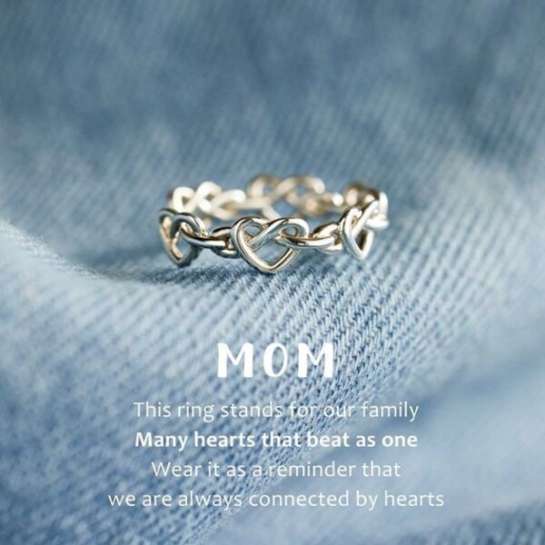 Beating As One Infinity Heart Knot Ring, To My Mom Ring, Sterling Silver Ring, Birthday Gift from Mom, Mother's Day Gift, Wedding Jewelry