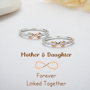 Mother & Daughter Forever Linked Together Infinity Knot Ring, Sterling Silver Ring, Birthday Gift from Mom, Wedding Gift, Mother's Day Gift