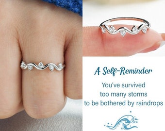 You’ve Survived Too Many Storms Wave Ring, Sterling Silver Ring, Birthday Gift, Best Friend Gift, Anniversary Gift, Valentines Gift for Her