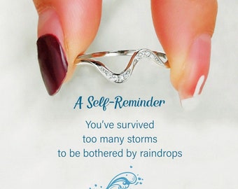 You’ve Survived Too Many Storms Minimalist Wave Ring, Highs and Lows Wave Ring Silver, Birthday Gift, Best Friend Gift, Mother's Day Gift