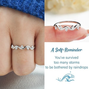 You’ve Survived Too Many Storms Wave Ring, Sterling Silver Ring, Birthday Gift, Best Friend Gift, Anniversary Gift, Valentines Gift for Her