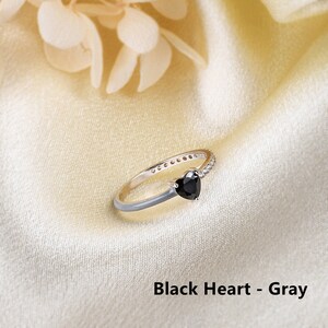 Demi-bague en émail taille coeur Aimez-moi jusqu'à ce que je sois encore, bague coeur à ma fille, cadeau d'anniversaire de maman, cadeau de fête des mères, cadeau de Noël Black Heart - Gray