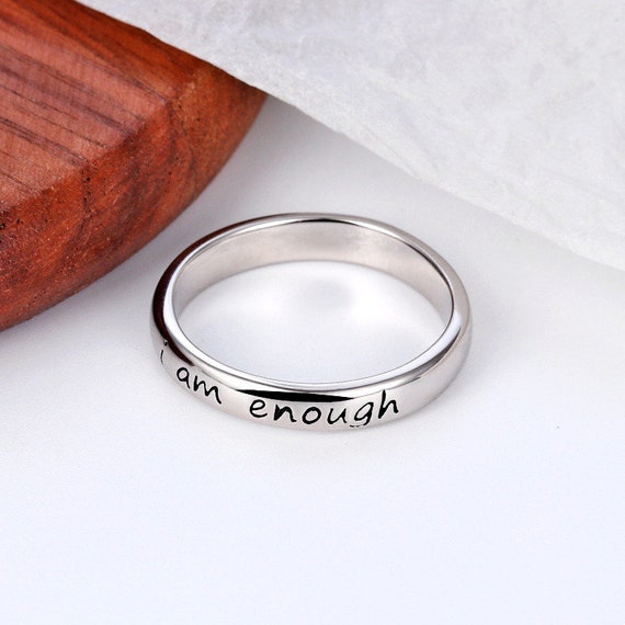 I am Enough Ring, 925 Sterling Silver Minimalist Ring, Mental Health  Jewelry, Inspirational Encouragement Ring, Birthday Gift, Mother Gift