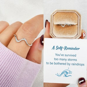 Youve Survived Too Many Storms Minimalist Wave Ring, Highs and Lows Wave Ring Silver, Birthday Gift, Best Friend Gift, Mother's Day Gift A Self-Reminder