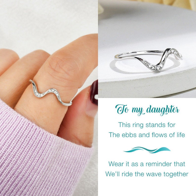 Youve Survived Too Many Storms Minimalist Wave Ring, Highs and Lows Wave Ring Silver, Birthday Gift, Best Friend Gift, Mother's Day Gift image 5