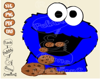 Baby Bib or Onsie Cookie Monster Digital Clip Art for Cricut or Silhouette Cutting Machines