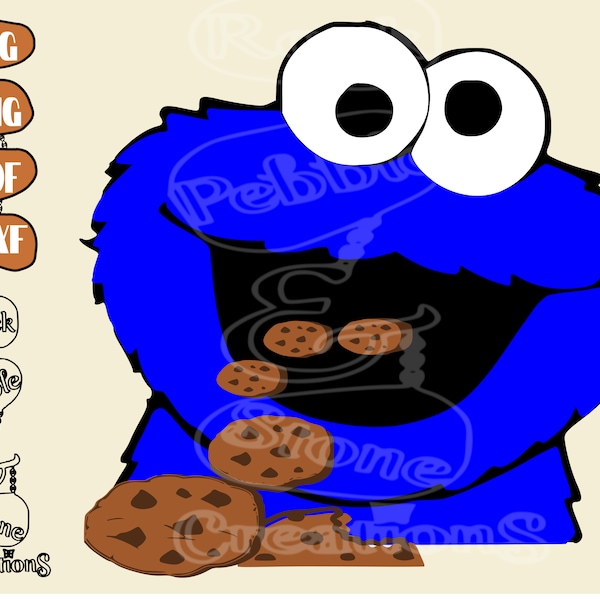 Baby Bib or Onsie Cookie Monster Digital Clip Art for Cricut or Silhouette Cutting Machines