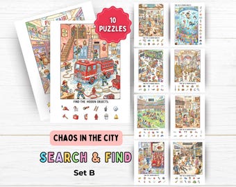 Search and Find Printable Puzzles for Kids, Seek and Find Games, Hidden Object Activity Pages, I Spy Worksheet, Screen-Free Activity Play