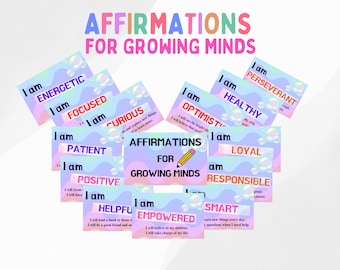 31 Kids Affirmation Cards, Printable Affirmative Cards, Kids Motivational Cards, Kids Mental Health Anxiety Cards, Autism -Special Needs