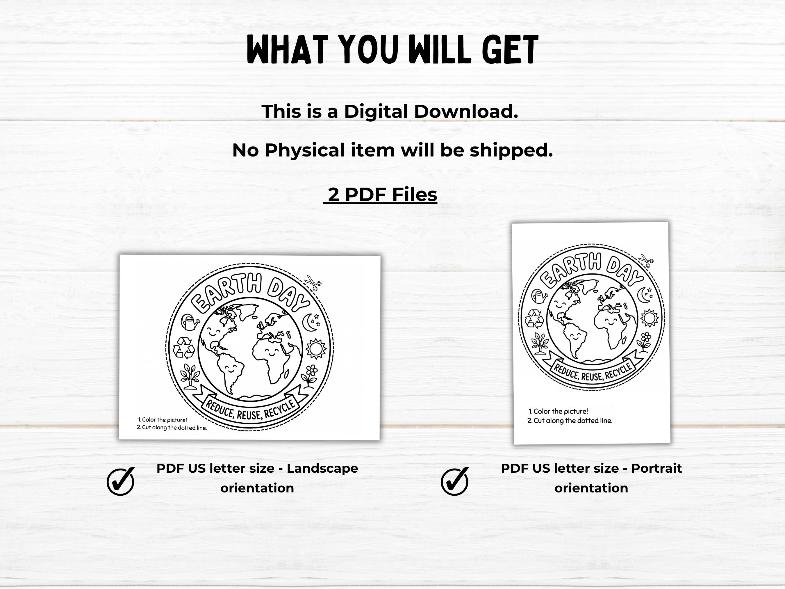 Earth Day Coloring Page Craft for Kids, Earth Day Activity Printable ...