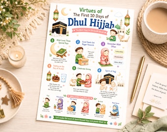 Dhul Hijscha Kinder Poster, Hajj & Eid Al Adha druckbare, islamische Wandkunst, islamische Wandkunst druckbare, Hajj Klassenzimmer Dekor, gute Taten Tracker