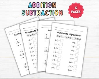 Addition and Subtraction within 10 Printable Worksheets Fill in the Blanks Math Drills for Preschool Kindergarten and Elementary First Grade