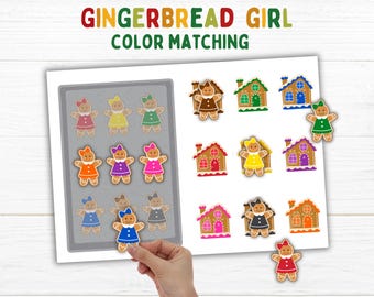 Gingerbread Girl Color Matching Fun Holiday Learning for Toddlers Preschoolers Printable Holiday Game for Kids Busy book File Folder Games