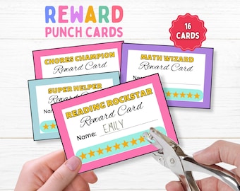 Reward Punch Cards For Kids, Motivational Rewards for Good Behavior, Positive Reinforcement, Behavior Management Tool For Classroom and Home