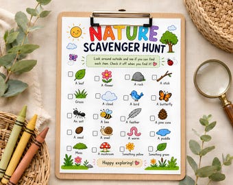Nature Scavenger Hunt Printable, Outdoor Scavenger Hunt for Kids, Nature Walk Activity, Preschool Nature Hunt, Camping Activity, Homeschool