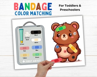 Benda per orsacchiotto, colori coordinati, pronto soccorso, fai finta di giocare, kit da dottore, libro intenso, abilità motorie, giocattolo educativo per bambini in età prescolare