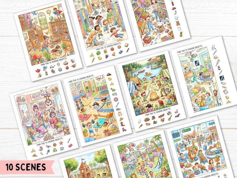 Search and Find Printable Puzzles for Kids, Hidden Object Activity Pages, Seek and Find Games, I Spy Worksheet, Screen-Free Activity Play image 3