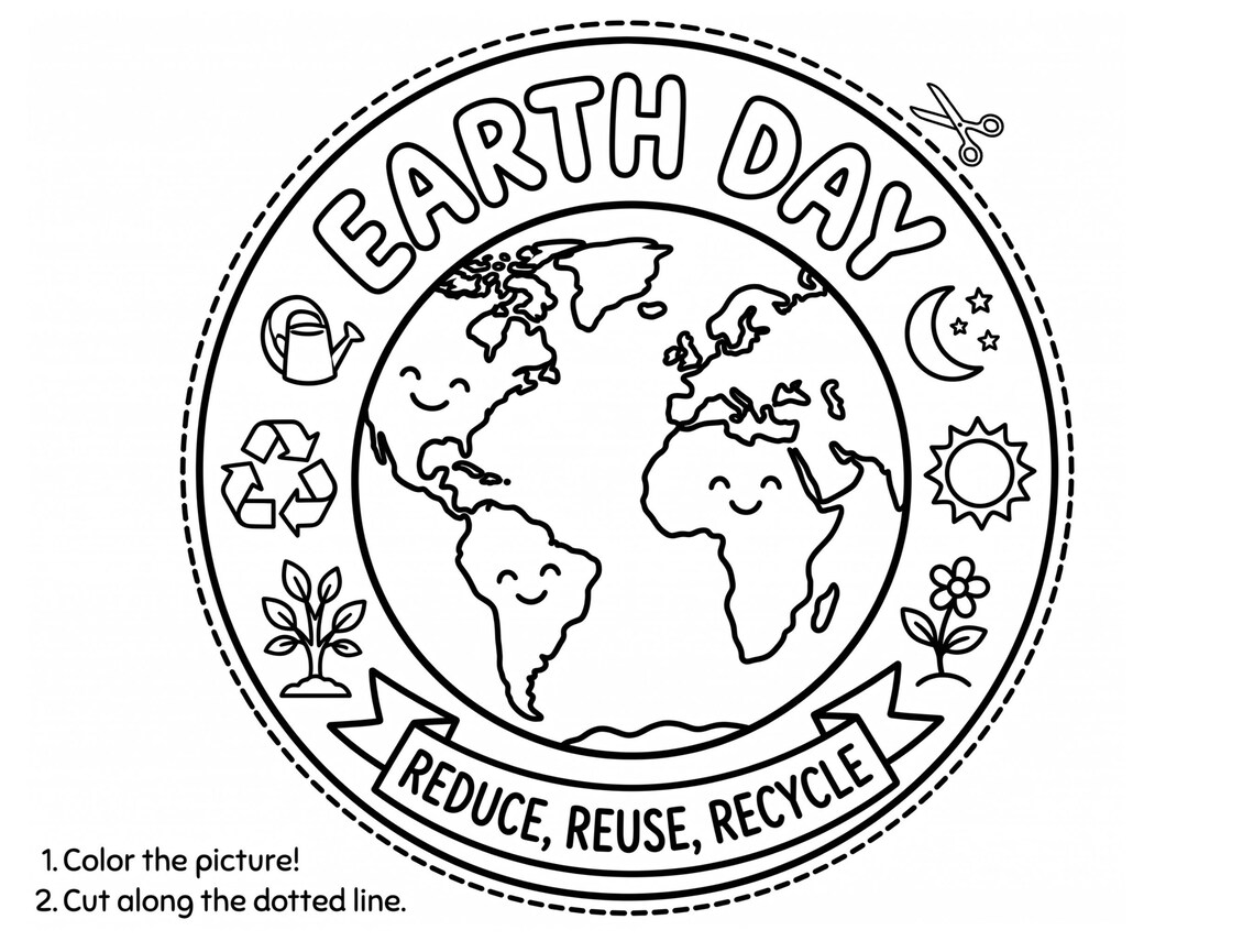 Earth Day Coloring Page Craft for Kids, Earth Day Activity Printable ...
