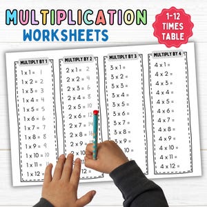 Math Multiplication Worksheets Numbers 1– 12 Times Table Printable Fill in the Blanks Math Drills with Answer Sheets for 1st-4th Grade Math
