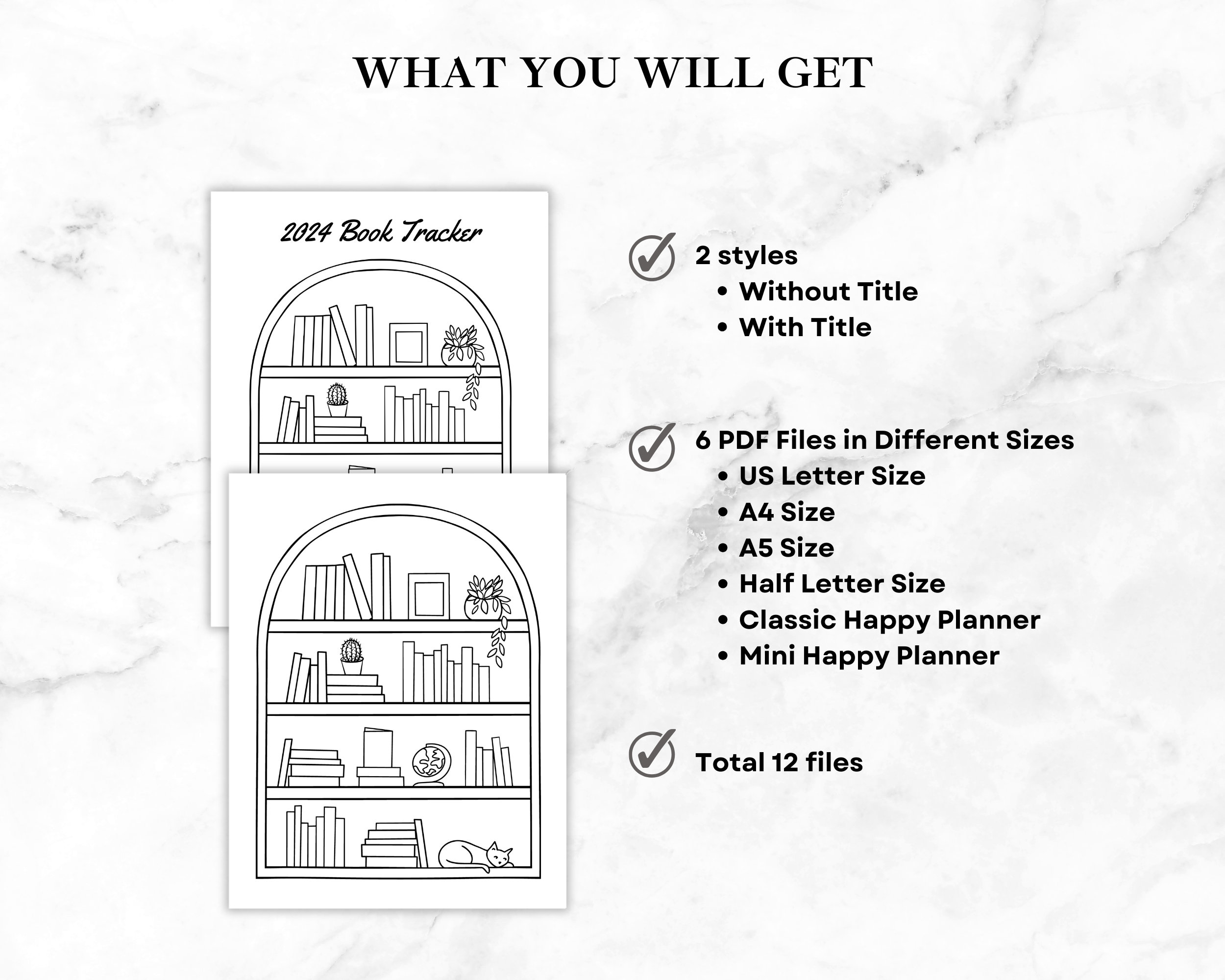 Printable Book Tracker, Book Shelf Reading Log Planner Insert for ...