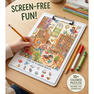 Search and Find Printable Puzzles for Kids, Hidden Object Activity Pages, Seek and Find Games, I Spy Worksheet, Screen-Free Activity Play image 5