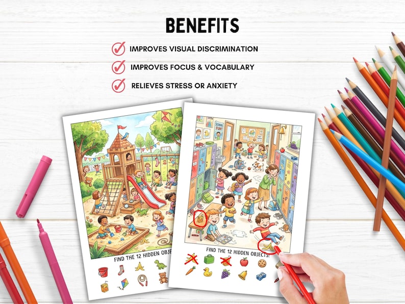 Search and Find Printable Puzzles for Kids, Hidden Object Activity Pages, Seek and Find Games, I Spy Worksheet, Screen-Free Activity Play image 4