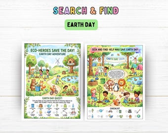 Earth Day Seek and Find Activity for Kids, Earth Day Scavenger Hunt Printable, Hidden Object Game for Classroom, Eco Heroes I Spy Worksheet